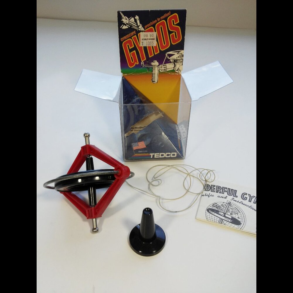 Vintage Tedco Gyroscope in box with stand, string & instructions Made in USA
